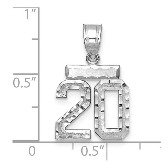14k White Gold, Varsity Collection, Small D/C Pendant, Number 20 - Picture 2 of 3